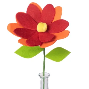 15" Felt Flower Stem: Red