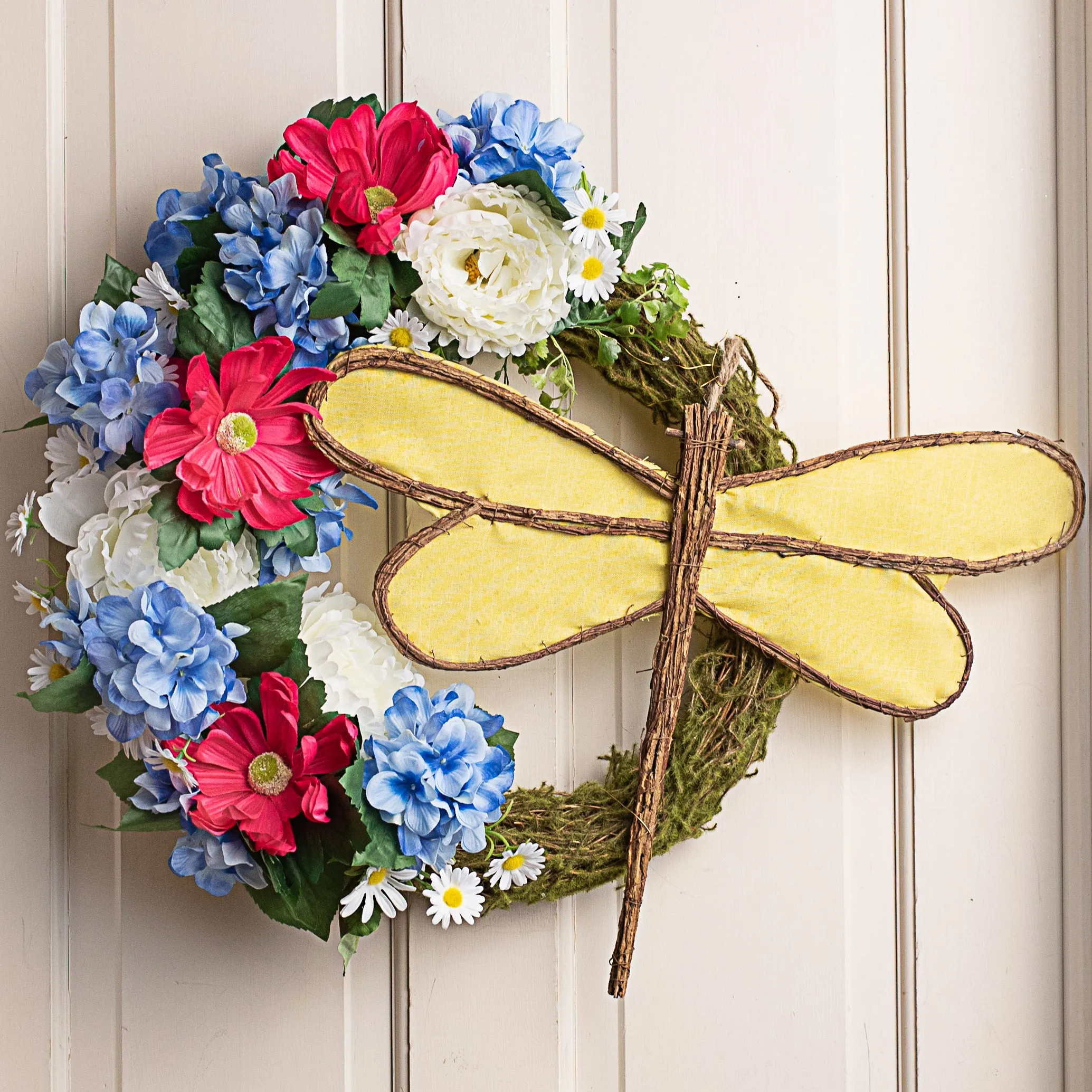 19" Vine Dragonfly Hanger: Yellow