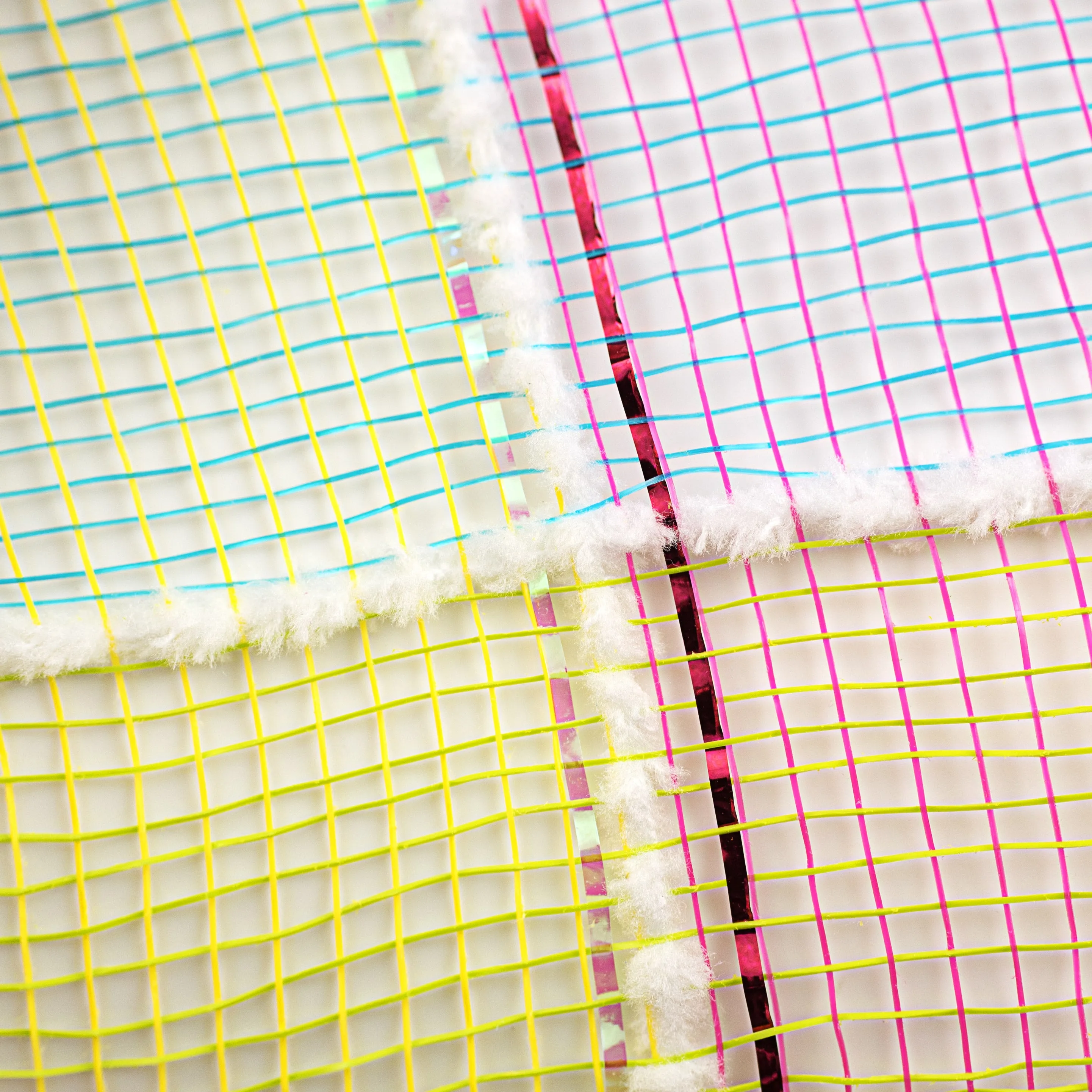 21" Plaid Squares Fuzzy Grid Mesh: Spring