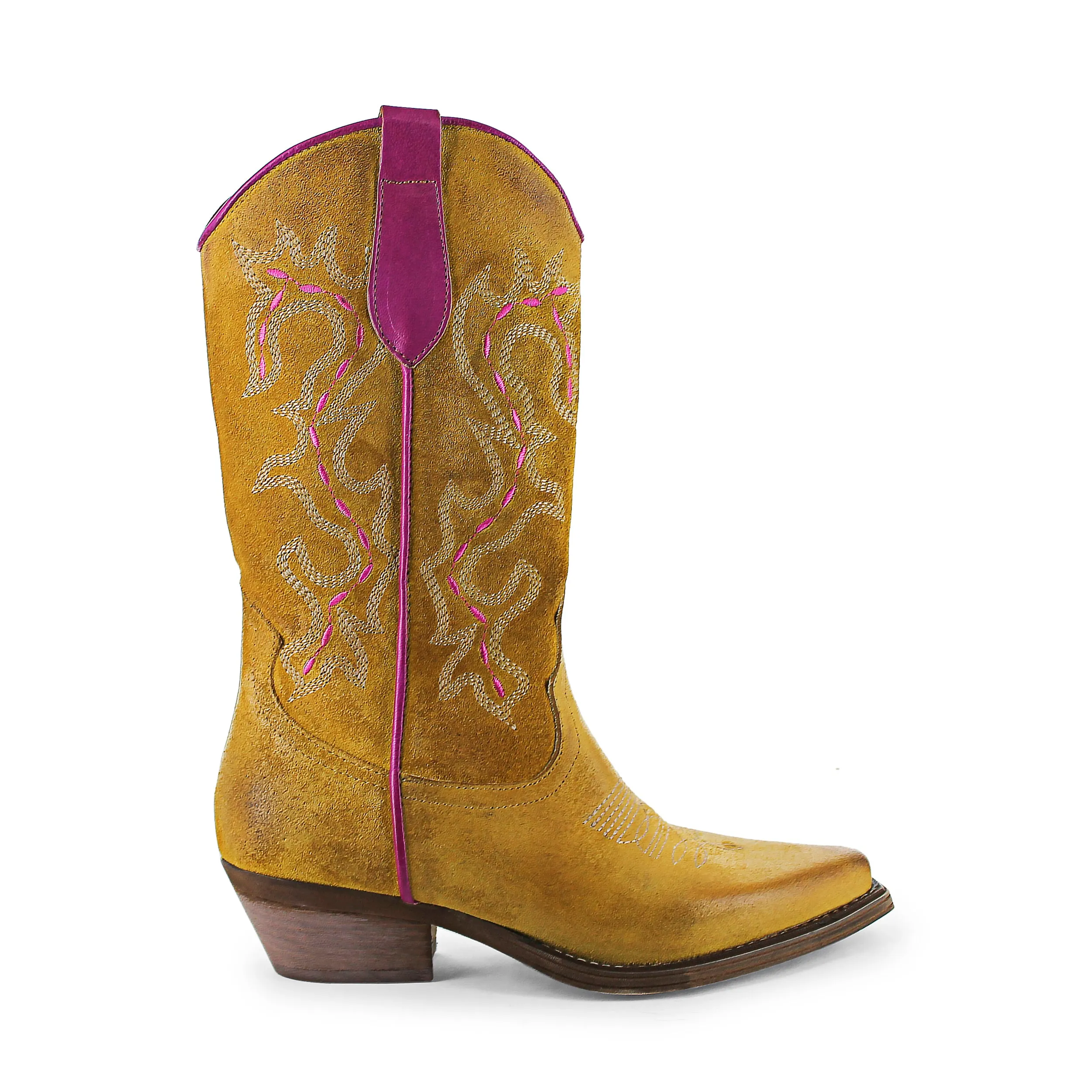 746 - Ochre/Fucshia Suede Cowboy
