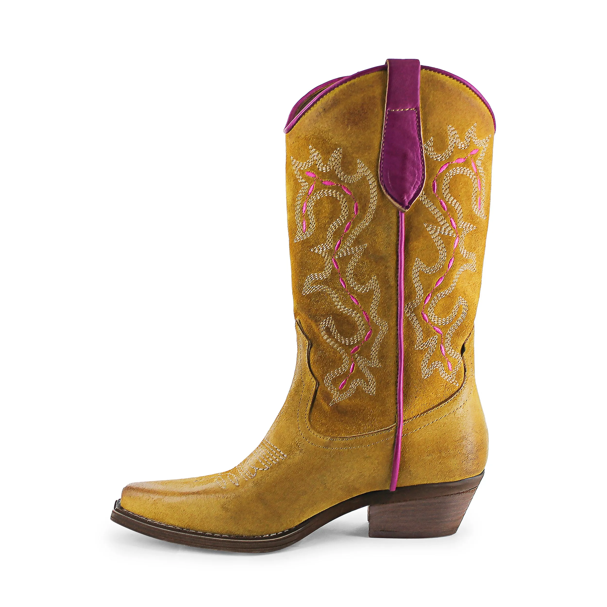746 - Ochre/Fucshia Suede Cowboy