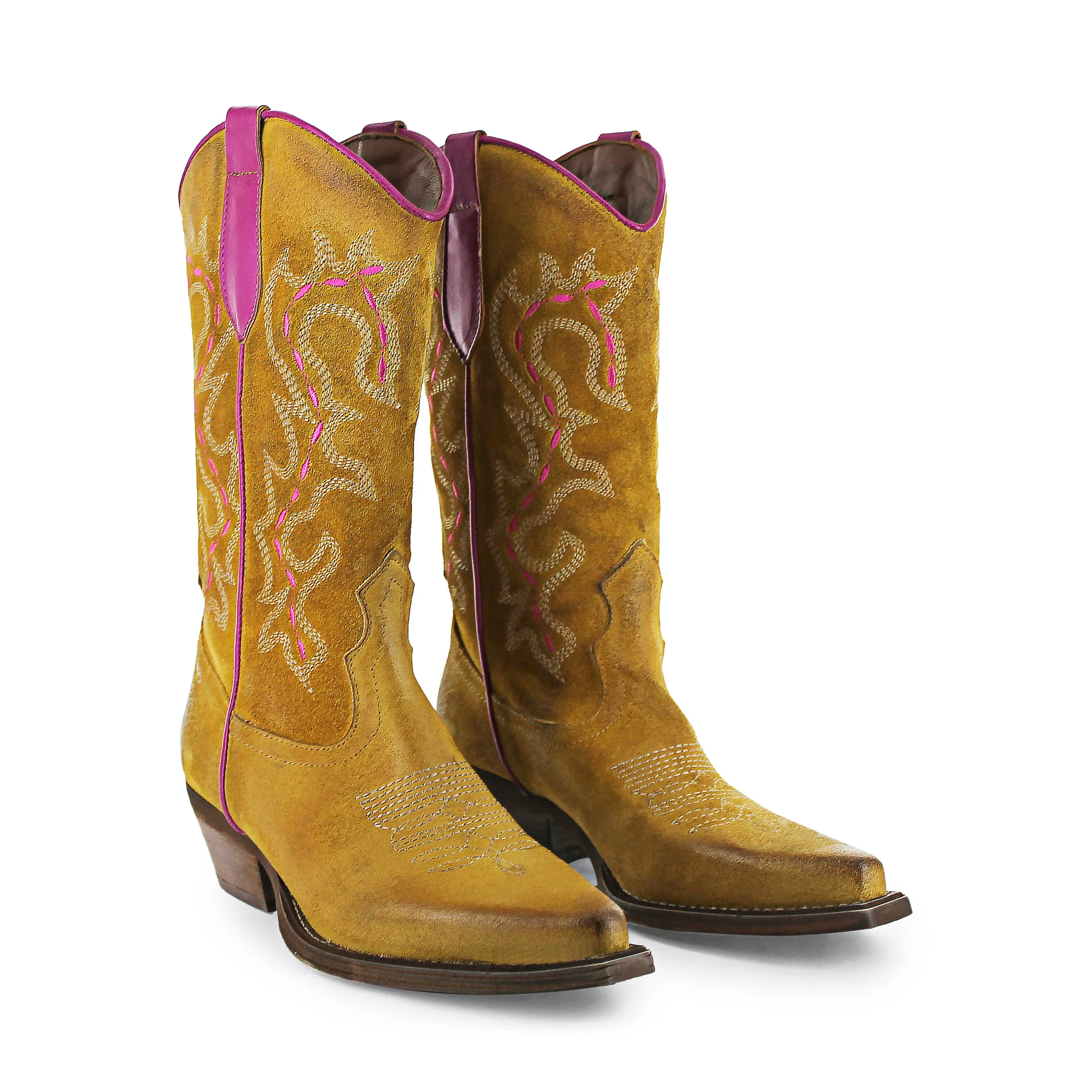 746 - Ochre/Fucshia Suede Cowboy