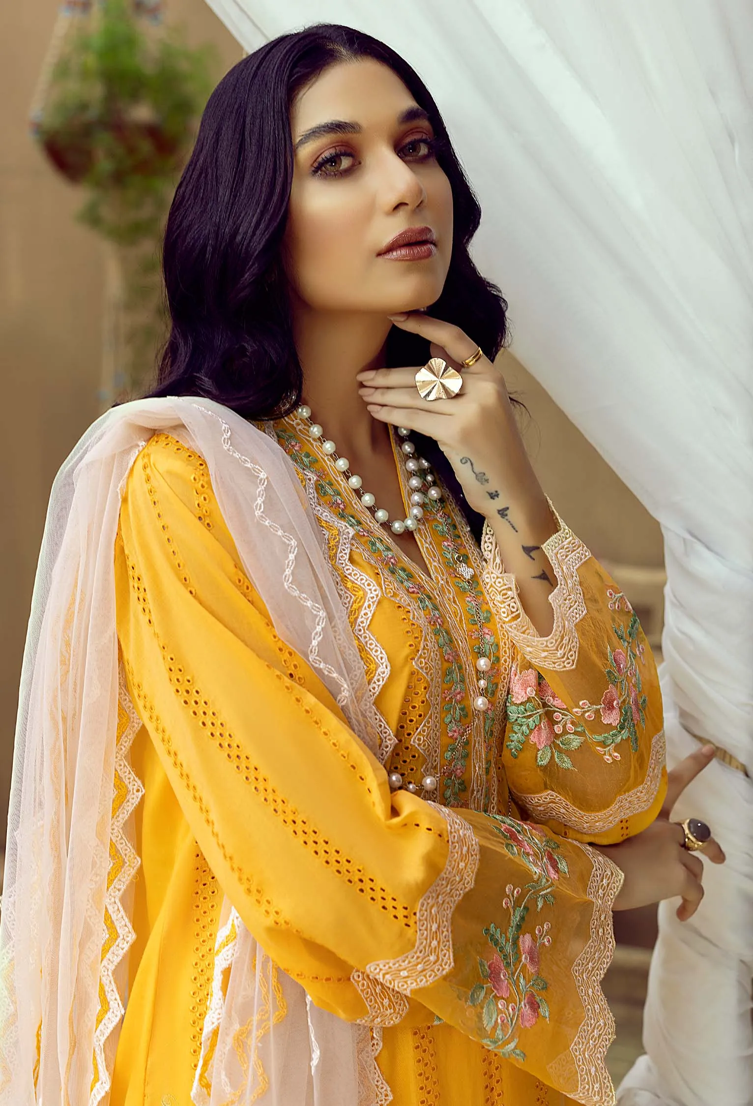 Adan's Libas Zaire Lawn Collection – Aztic Gold