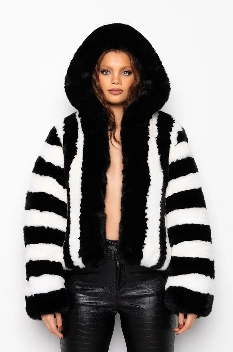 AZALEA WANG BDUBS FUR JACKET WITH HOOD