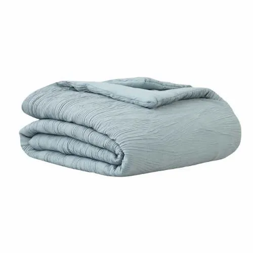 Berkshire Life Pleated Wave 3-piece Blue Comforter Set - Queen