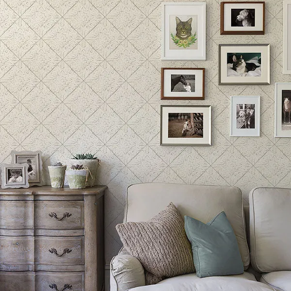 Brandi White Tin Tile Wallpaper