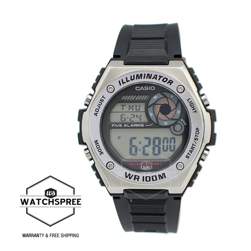 Casio Digital Black Resin Band Watch MWD100H-1A MWD-100H-1A