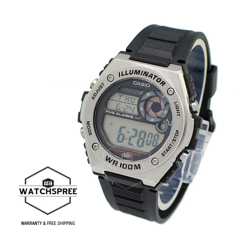 Casio Digital Black Resin Band Watch MWD100H-1A MWD-100H-1A
