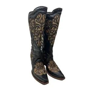Corral Women's A3107 Black Bone Inlay Back Straps Cowboy Boot ON SALE!