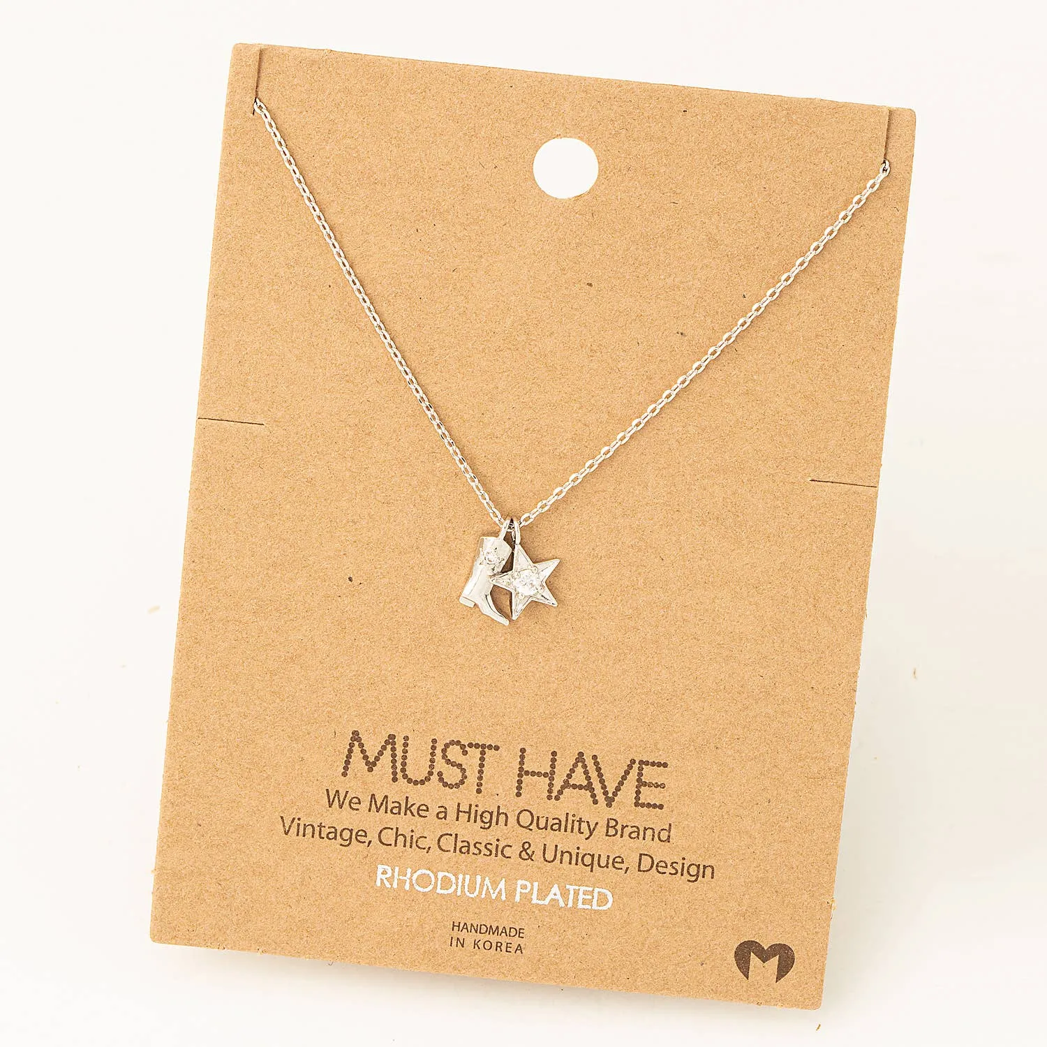 Cowboy Boots Star Pendant Necklace: G