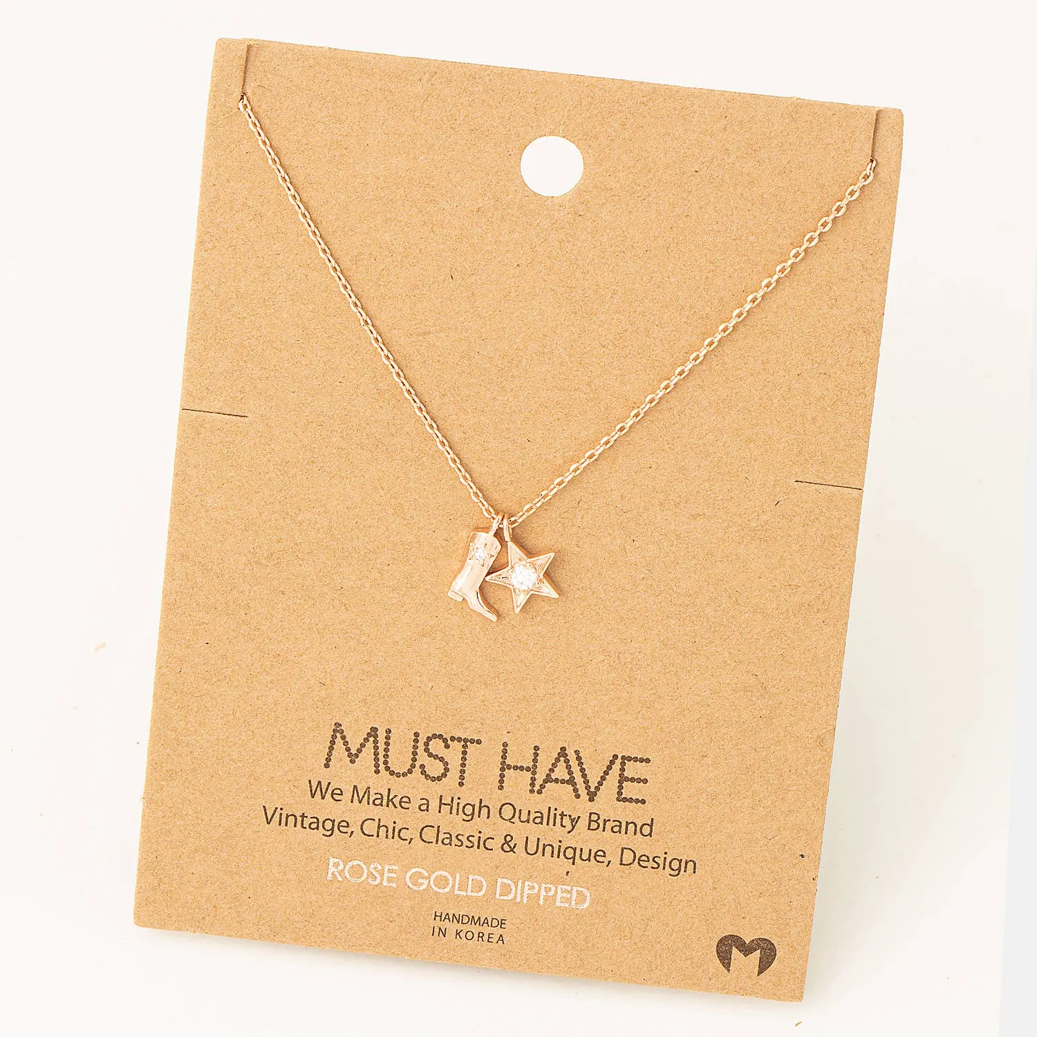 Cowboy Boots Star Pendant Necklace: G
