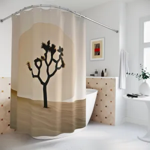 Desert Cacti Shower Curtain: Stylish One-Side Print, Durable 100% Polyester, Water Repellent with Buttonholes, Bathroom Decor