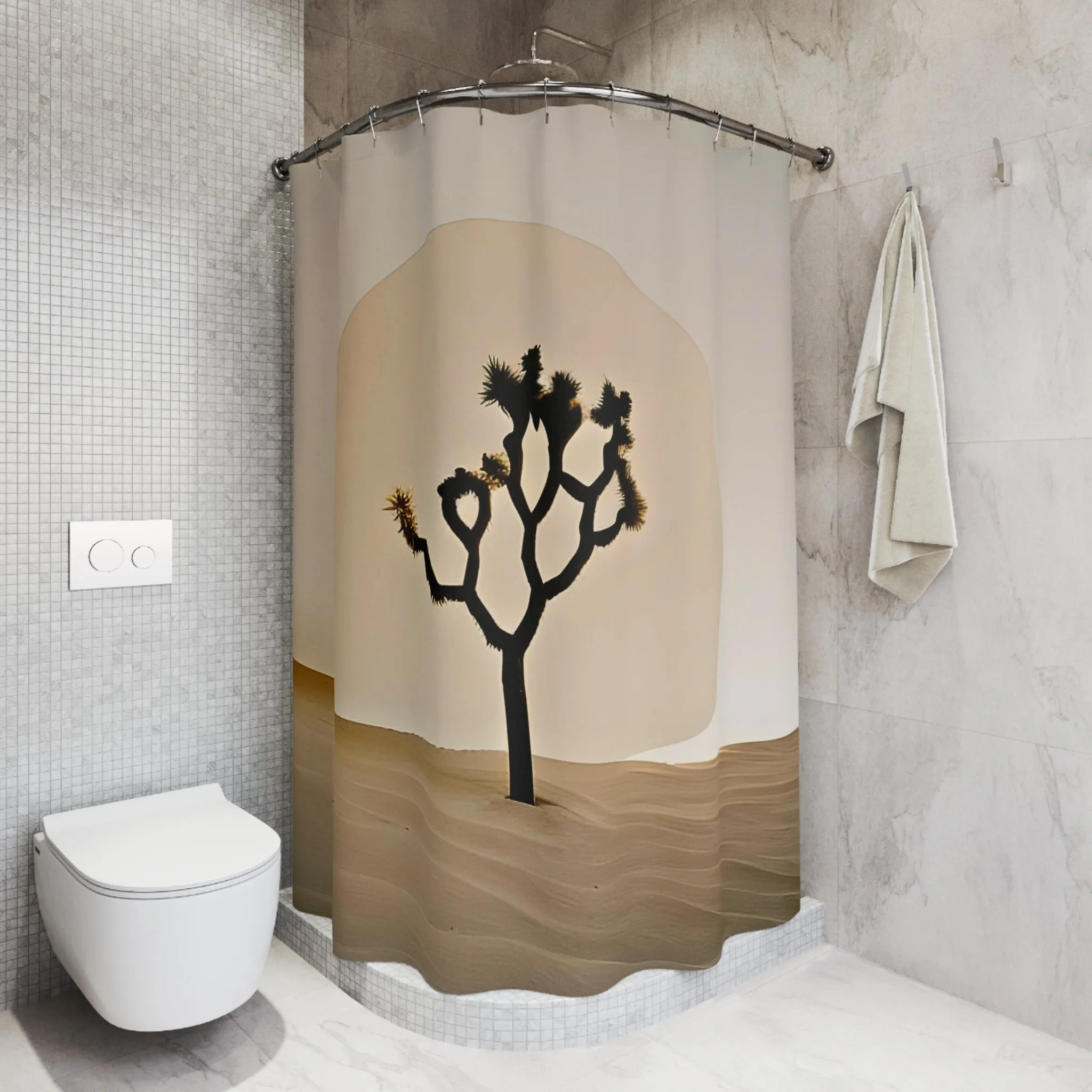 Desert Cacti Shower Curtain: Stylish One-Side Print, Durable 100% Polyester, Water Repellent with Buttonholes, Bathroom Decor