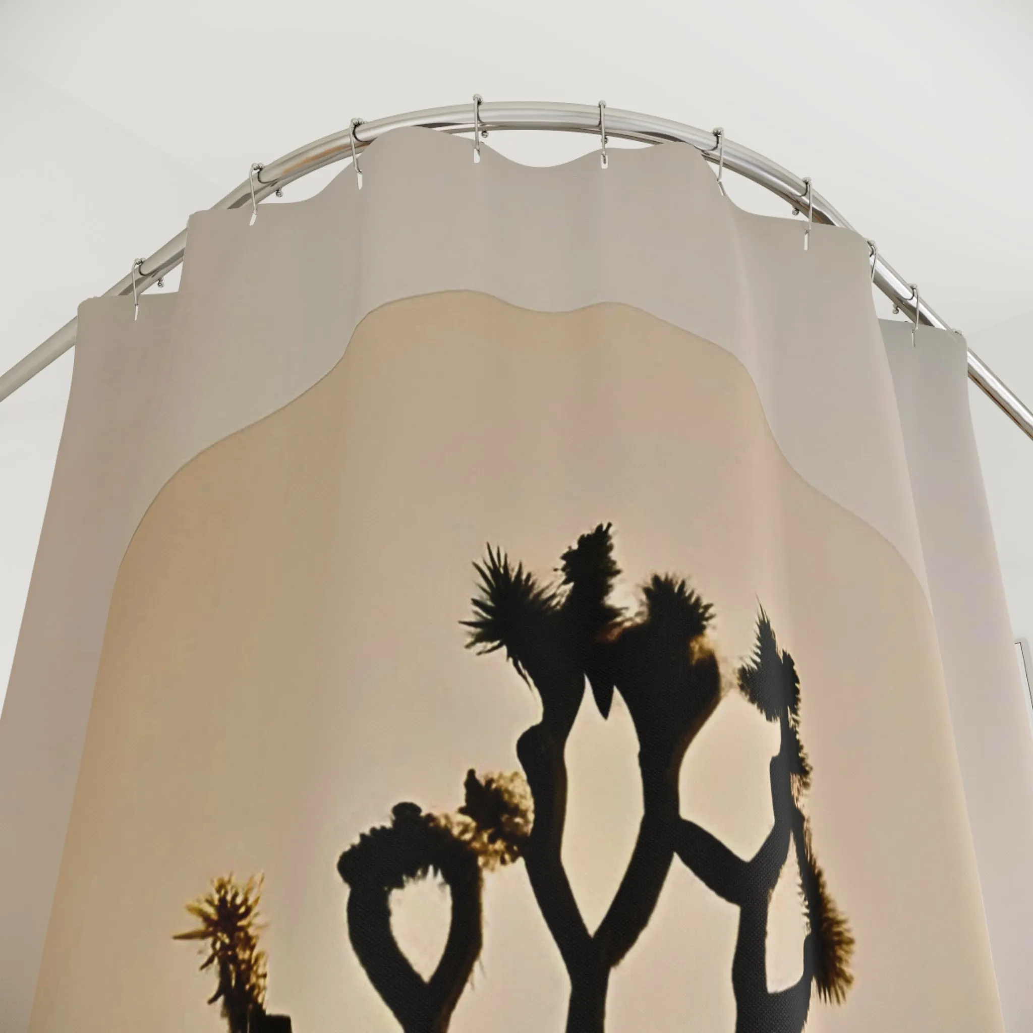 Desert Cacti Shower Curtain: Stylish One-Side Print, Durable 100% Polyester, Water Repellent with Buttonholes, Bathroom Decor