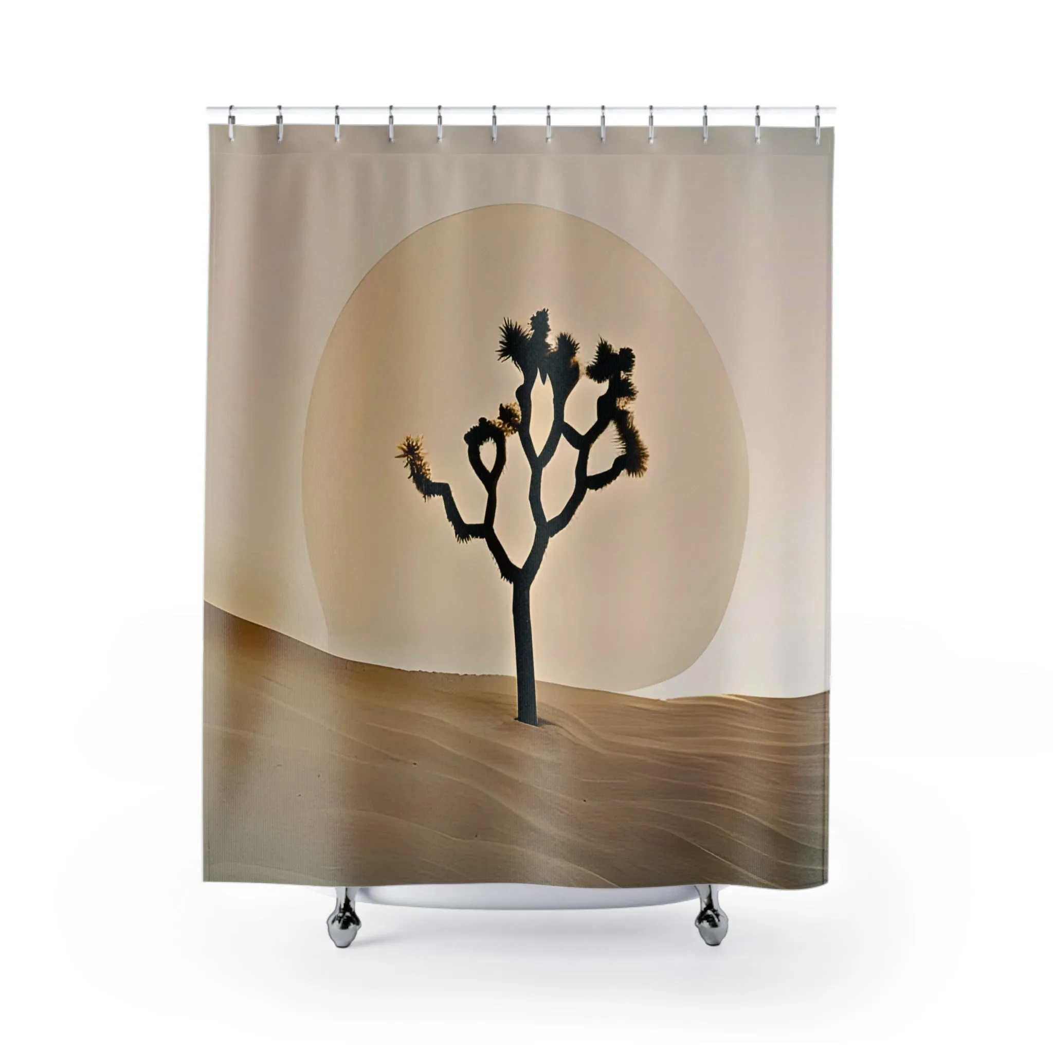 Desert Cacti Shower Curtain: Stylish One-Side Print, Durable 100% Polyester, Water Repellent with Buttonholes, Bathroom Decor
