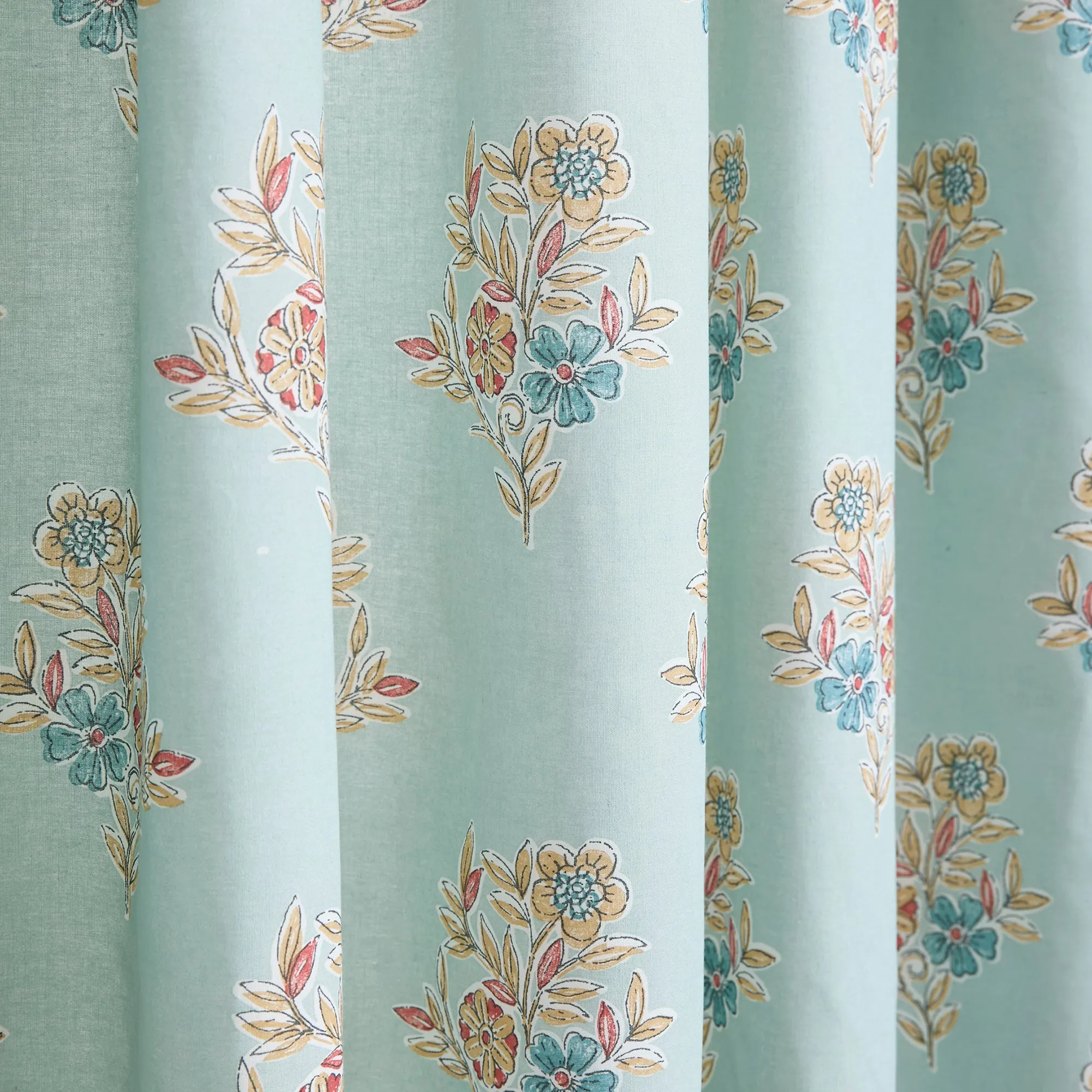 Dreams & Drapes Lorena Patchwork Pencil Pleat Curtains  - Duck Egg
