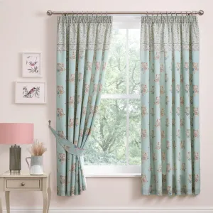Dreams & Drapes Lorena Patchwork Pencil Pleat Curtains  - Duck Egg