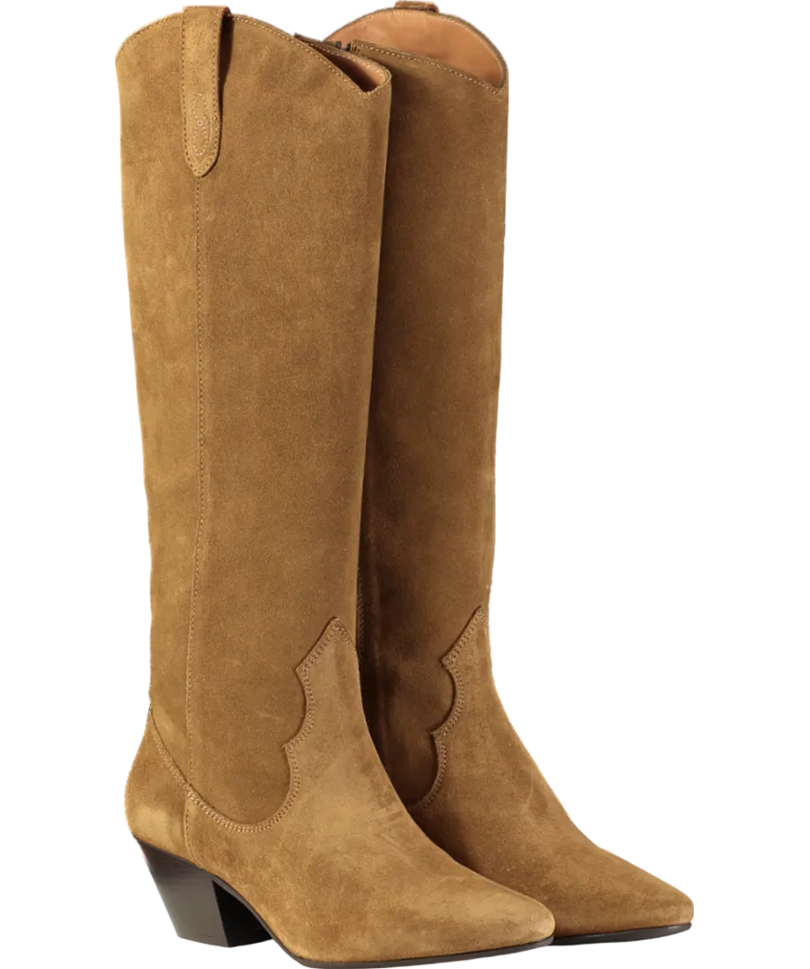DUO Brown Saffron Knee High Boots In Marigold Suede UK 7 EU 40 👠
