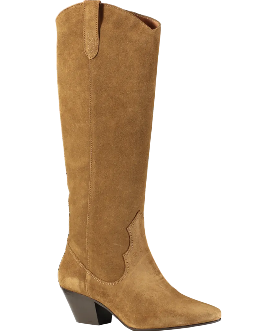 DUO Brown Saffron Knee High Boots In Marigold Suede UK 7 EU 40 👠