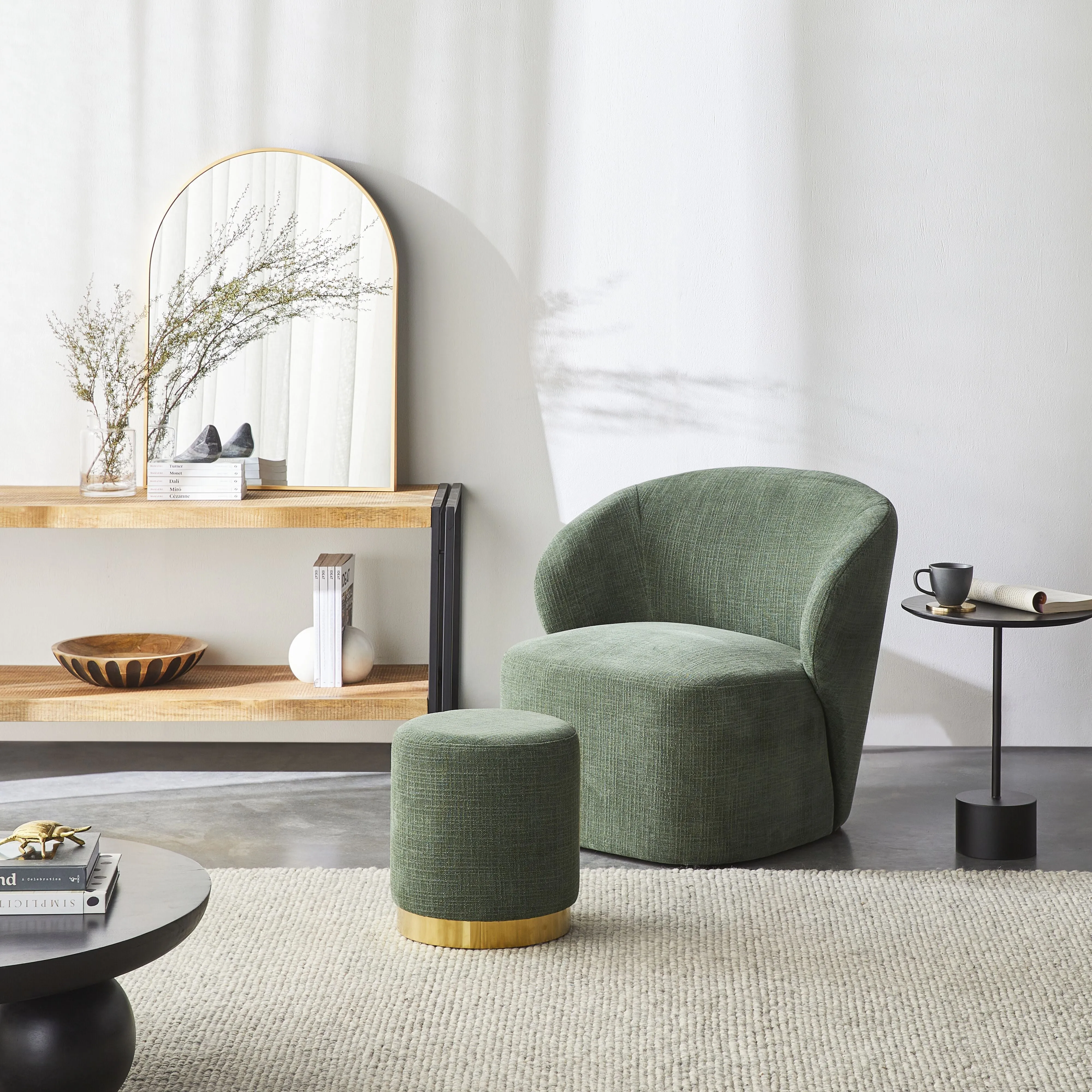 Edie Round Ottoman Solace Moss