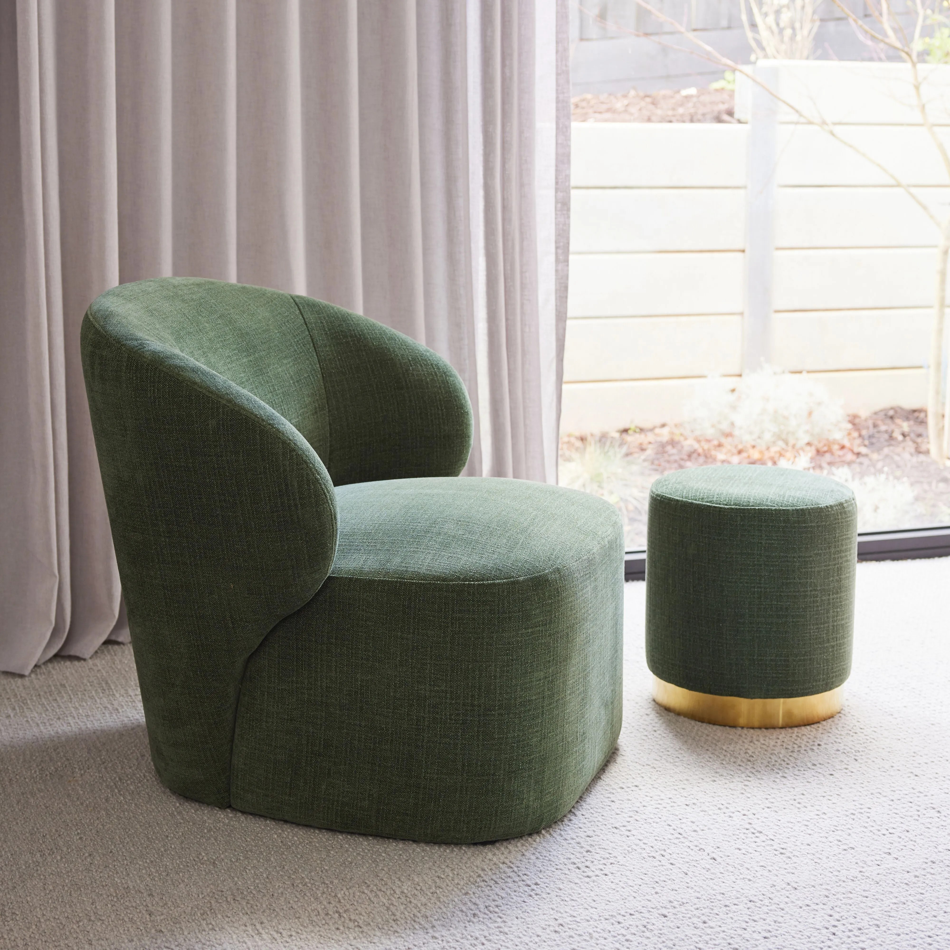 Edie Round Ottoman Solace Moss