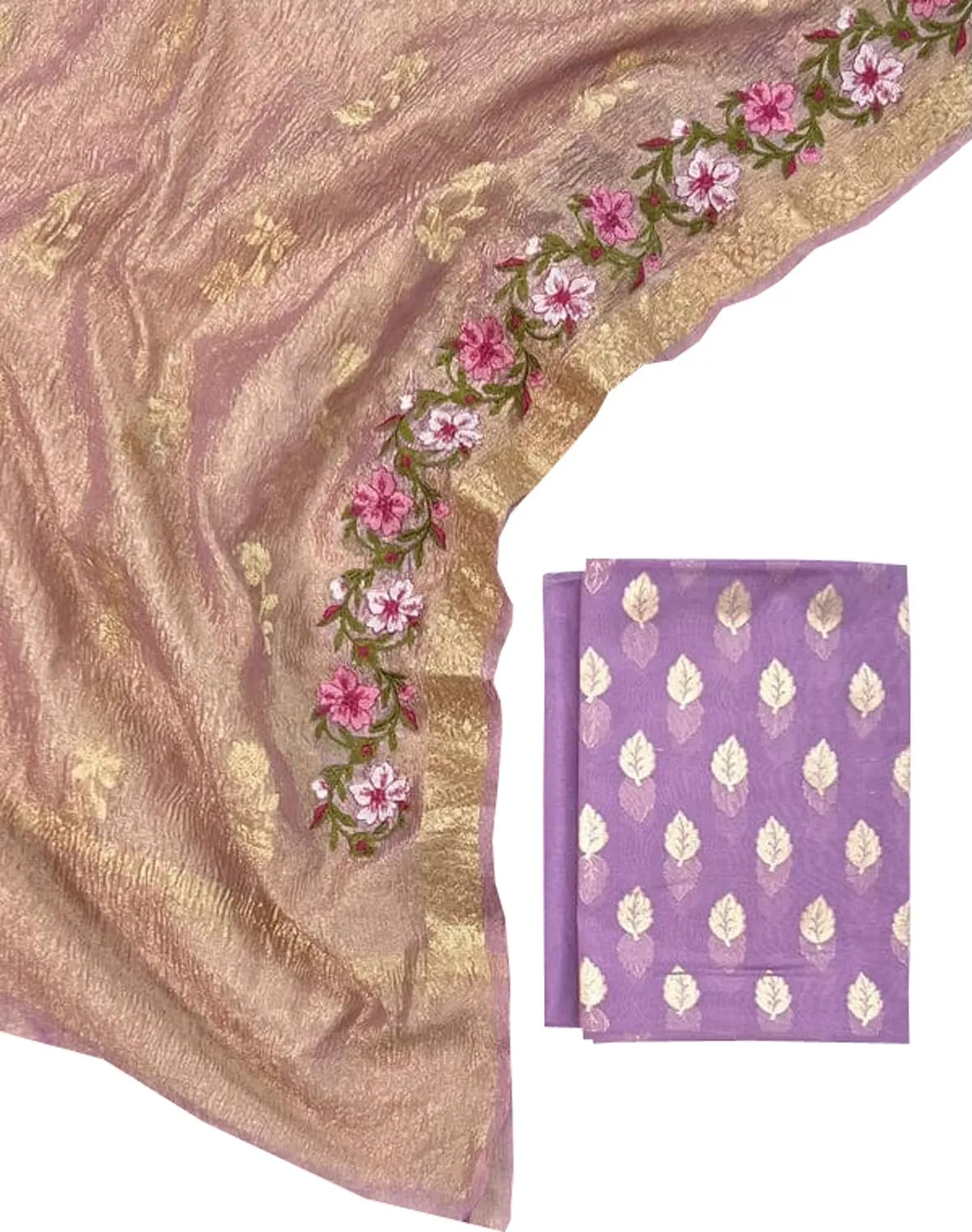 Elegant Purple Banarasi Chanderi Silk Suit Set