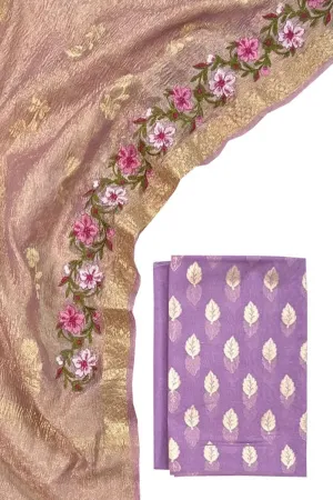 Elegant Purple Banarasi Chanderi Silk Suit Set