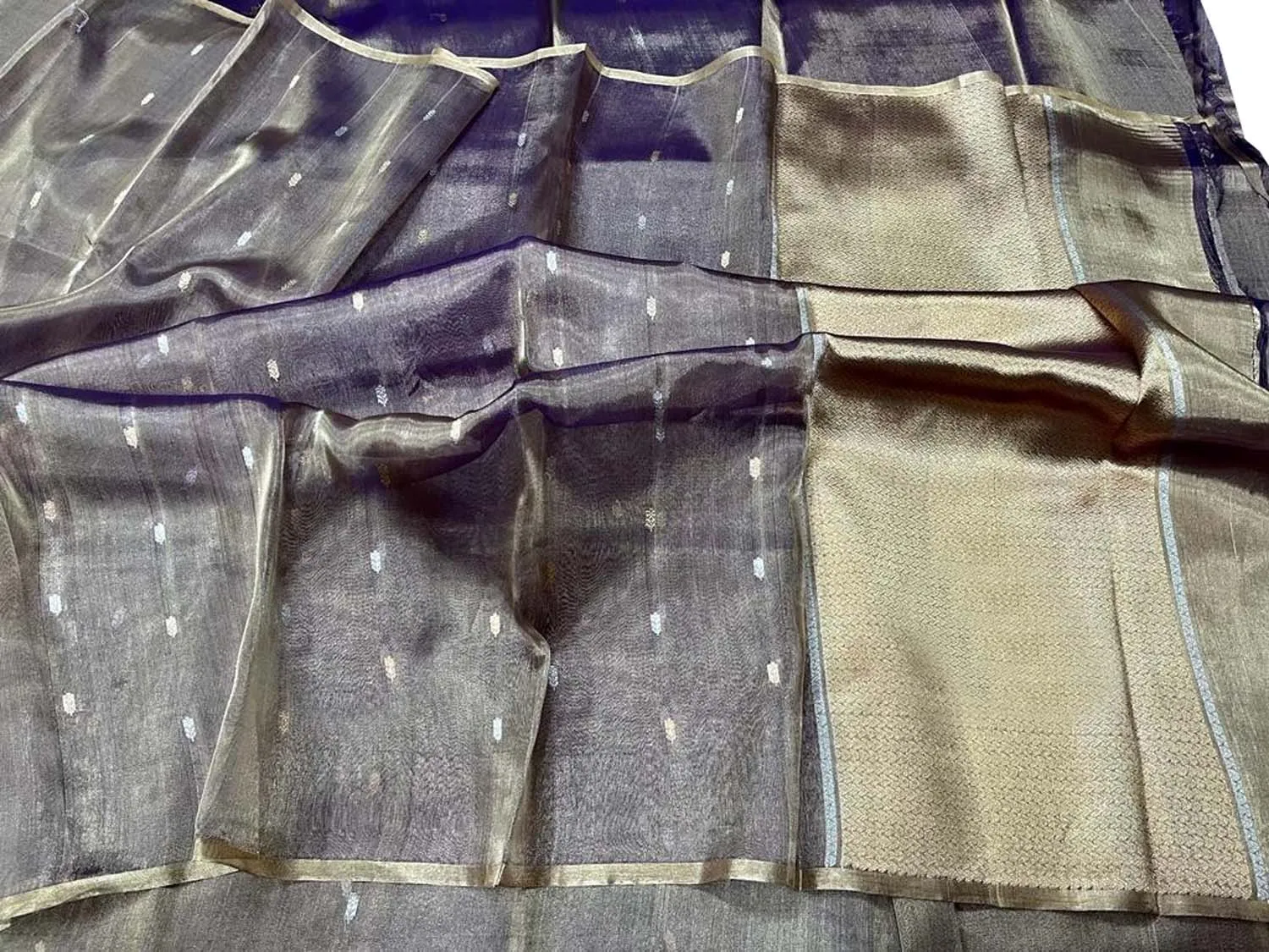 Elegant Purple Banarasi Handloom Pure Tissue Silk Sona Roopa Saree