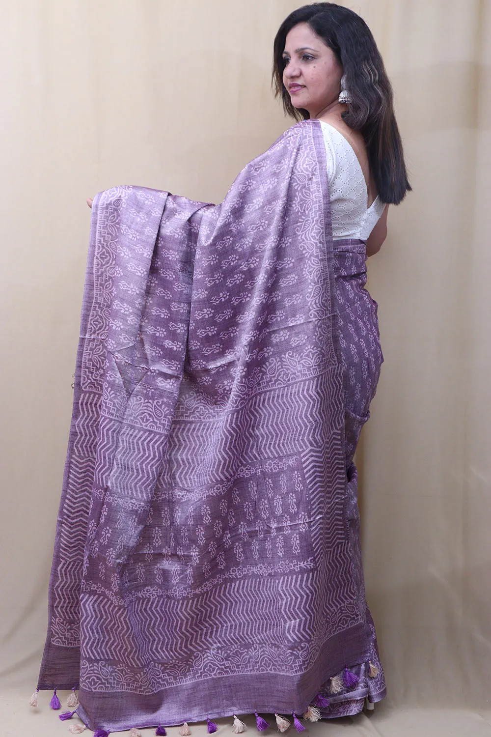 Elegant Purple Bhagalpur Silk Saree