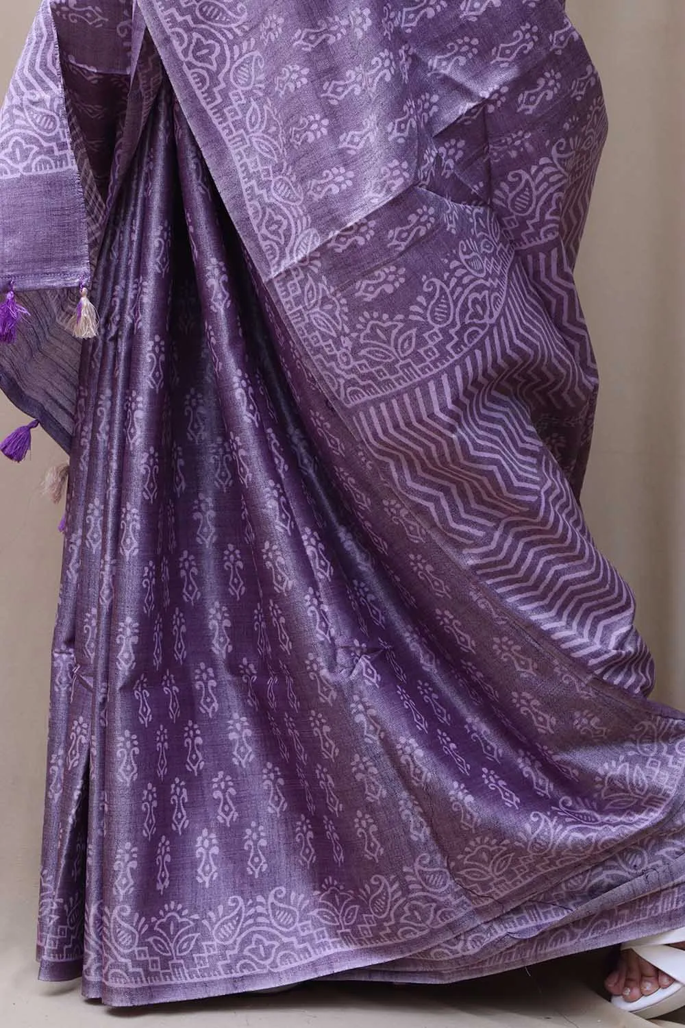 Elegant Purple Bhagalpur Silk Saree