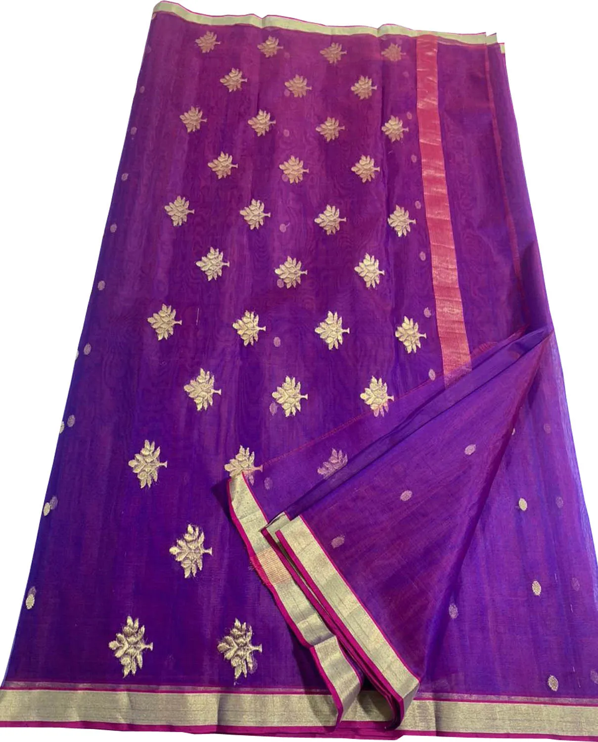 Elegant Purple Chanderi Silk Saree: Handloom Katan Silk