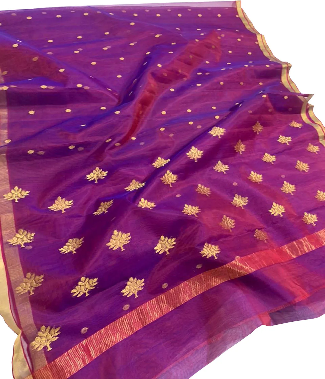 Elegant Purple Chanderi Silk Saree: Handloom Katan Silk