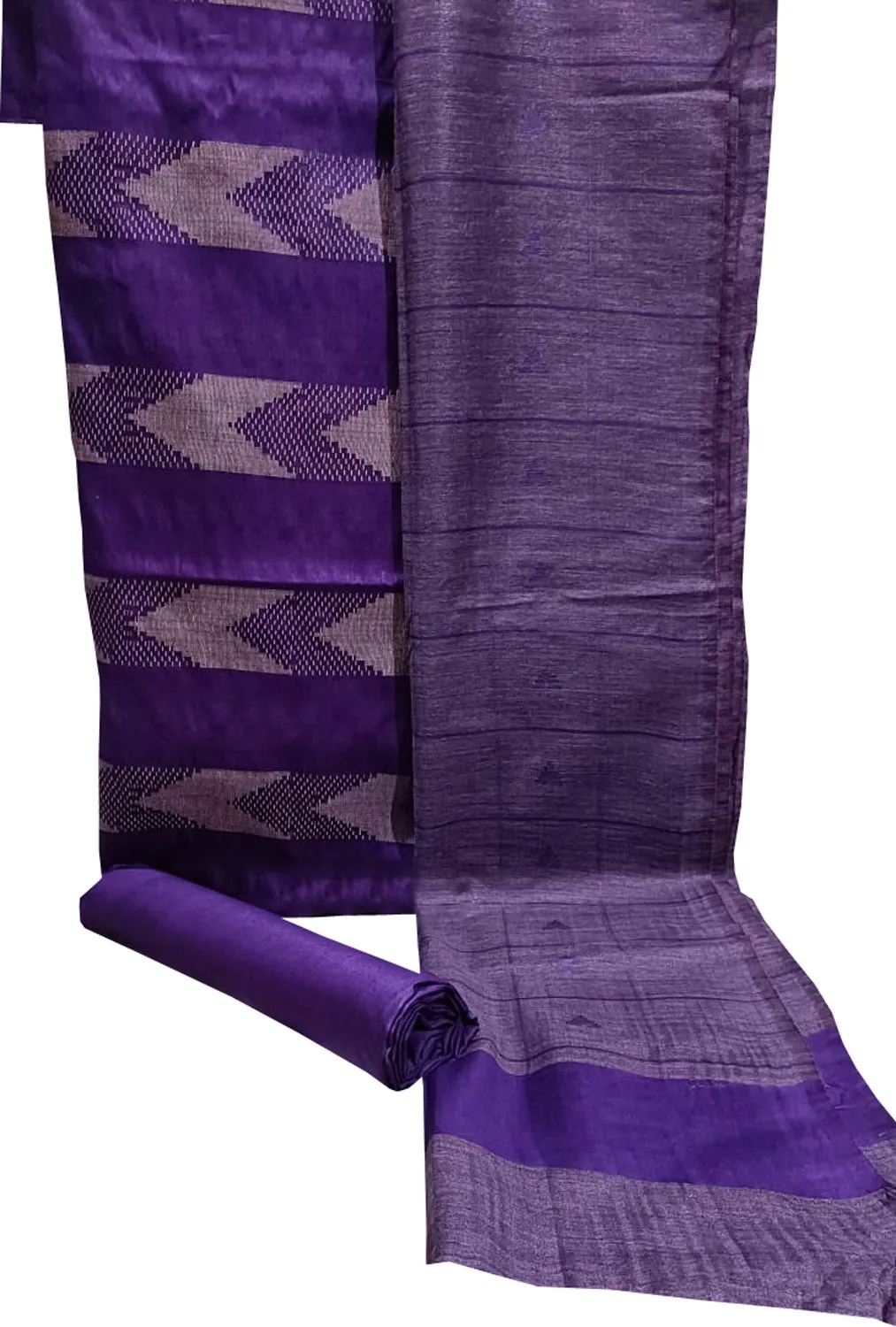 Elegant Purple Cotton Silk Suit Set