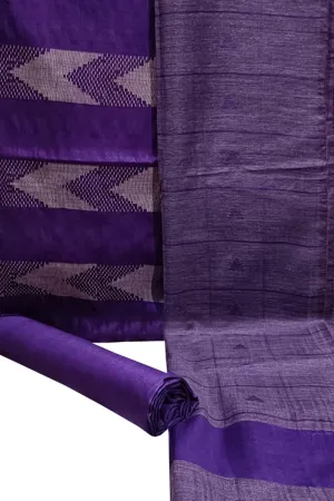 Elegant Purple Cotton Silk Suit Set