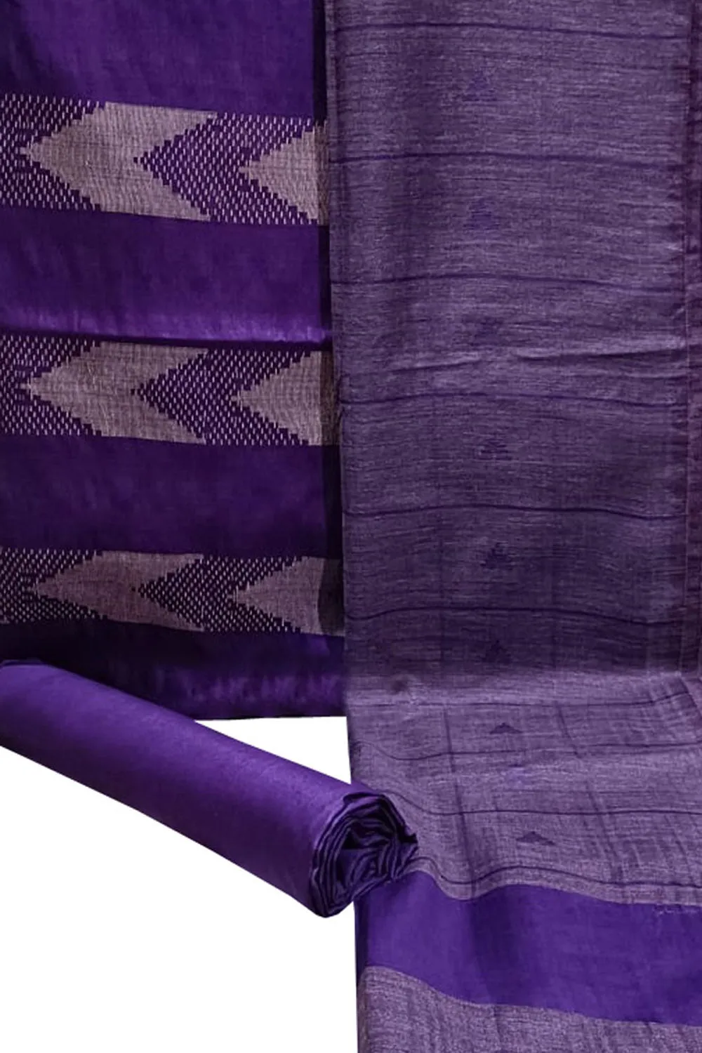Elegant Purple Cotton Silk Suit Set