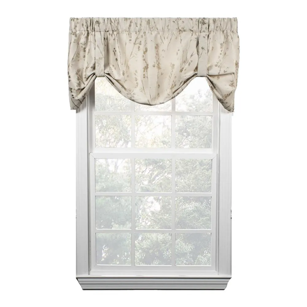 Ellis Curtain Meadow High Quality Room Darkening Solid Natural Stylish Color Lined Tie-Up Window Valance - 50 x22" - 50" x 22" Linen