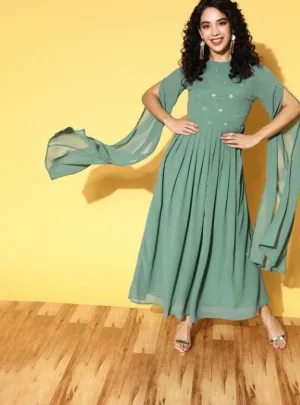 Embroidered Ethnic Motifs Anarkali Dress