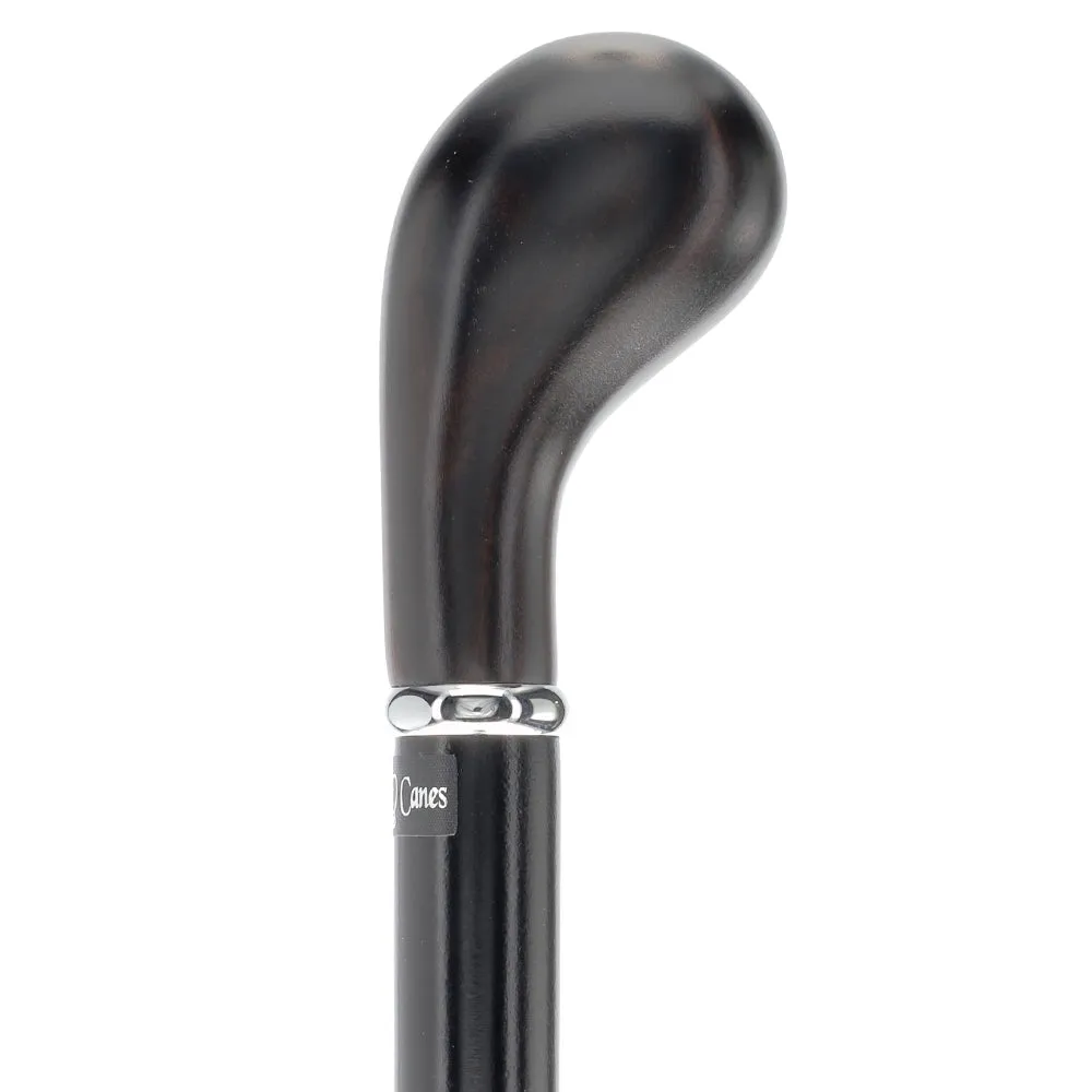 English Knob Ebony Wood Handle: Walking Stick, Beechwood Shaft