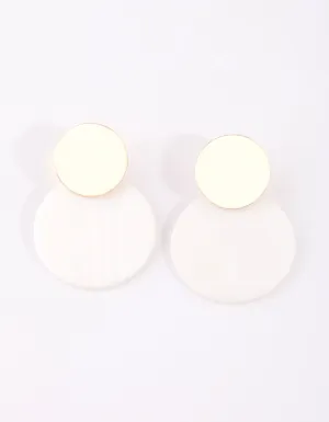 Gold Wave & Shell Disc Drop Earrings