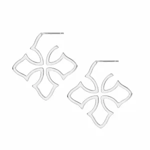 Grace Cross Hoop Earrings Silver