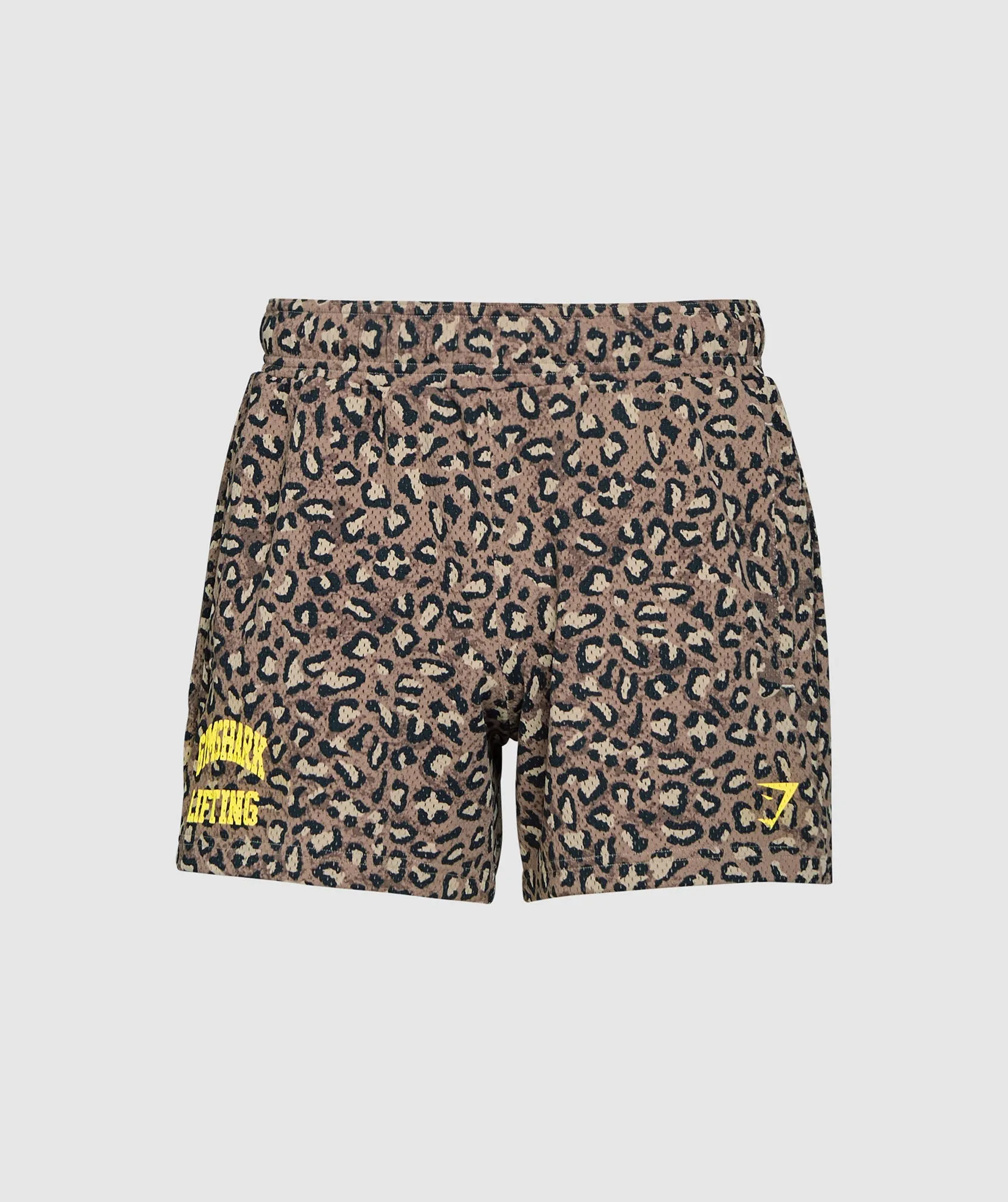 Gymshark Printed Lifting Mesh 5" Shorts - Cement Brown
