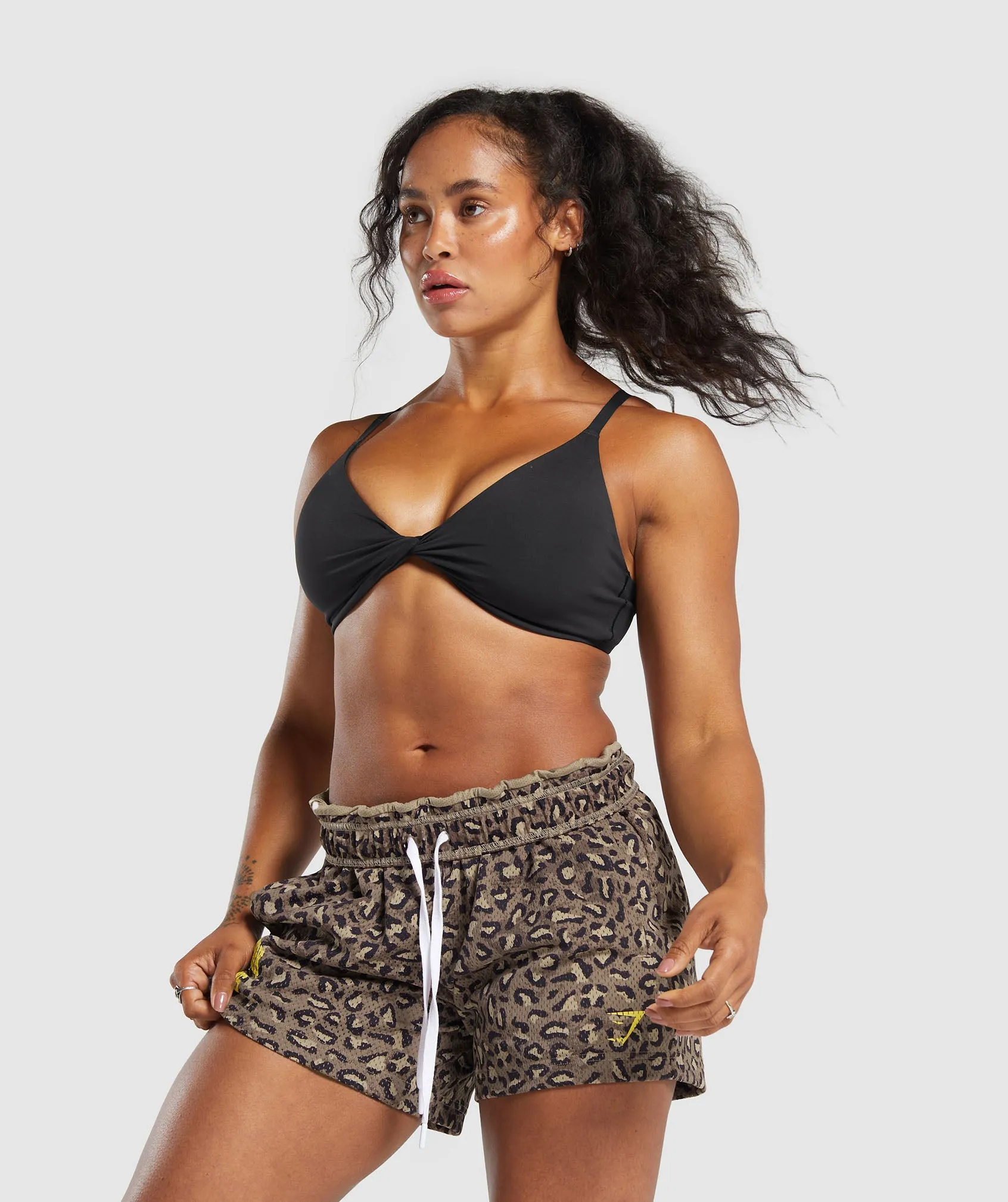 Gymshark Printed Lifting Mesh 5" Shorts - Cement Brown