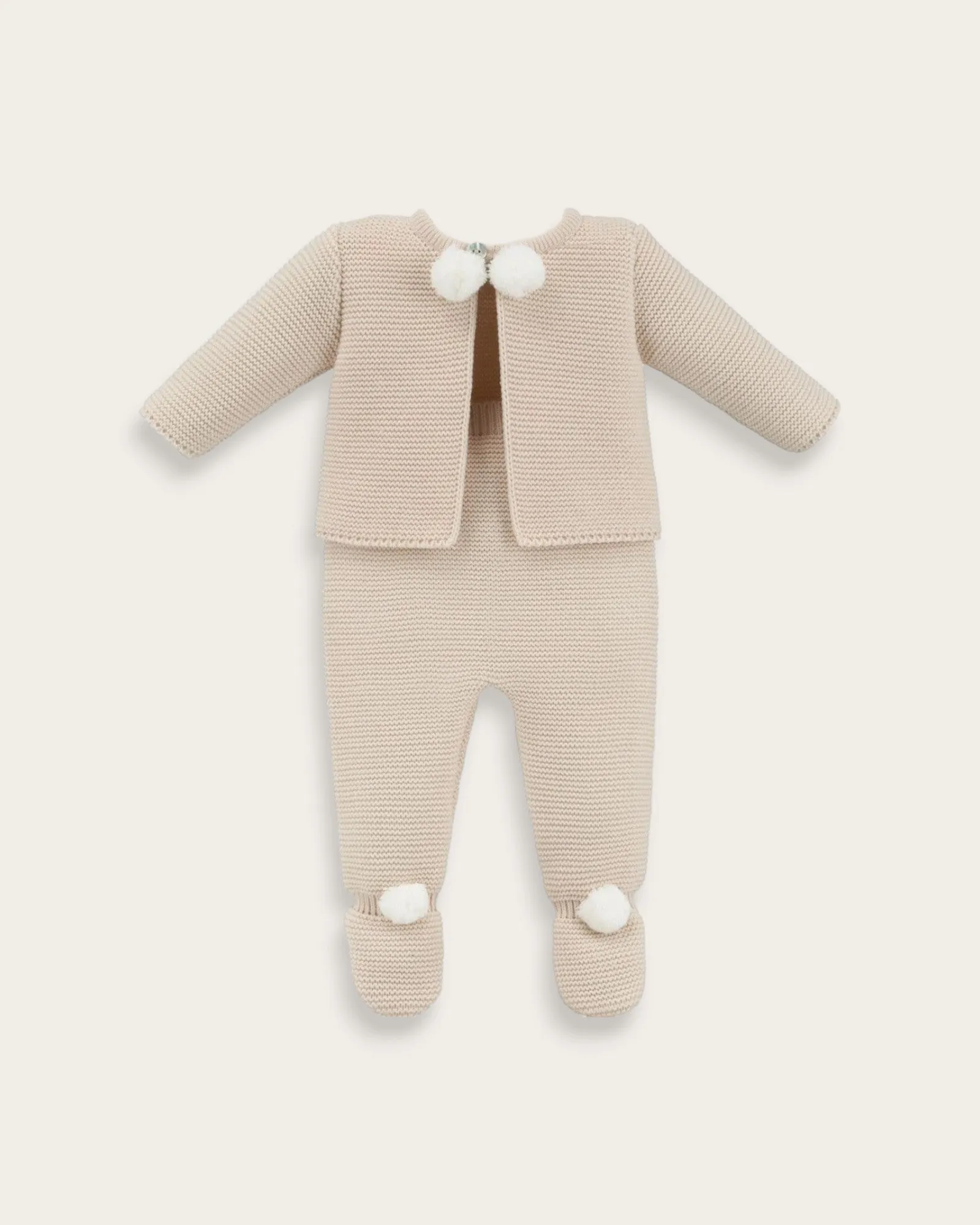 Knitted Pom Set - Beige