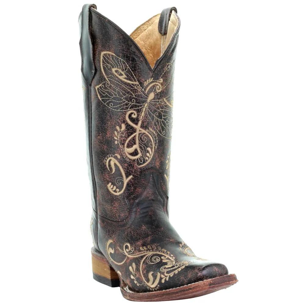 L5079 Embroidery Square Toe Cowboy Boots