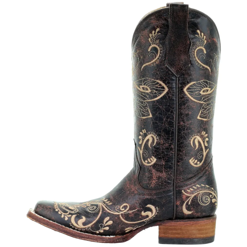L5079 Embroidery Square Toe Cowboy Boots