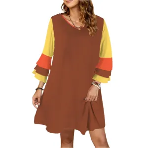 Miarna Color Block Bell Sleeve Dress