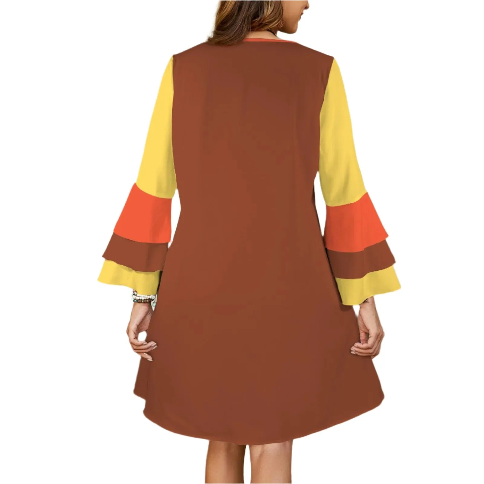 Miarna Color Block Bell Sleeve Dress
