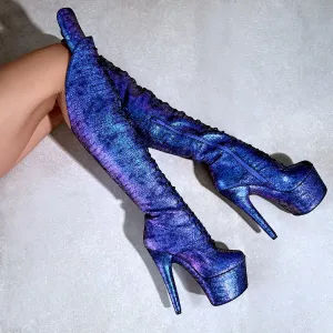 Midnight Mermaid Over Knee Boot - 7INCH - New Style - Check description