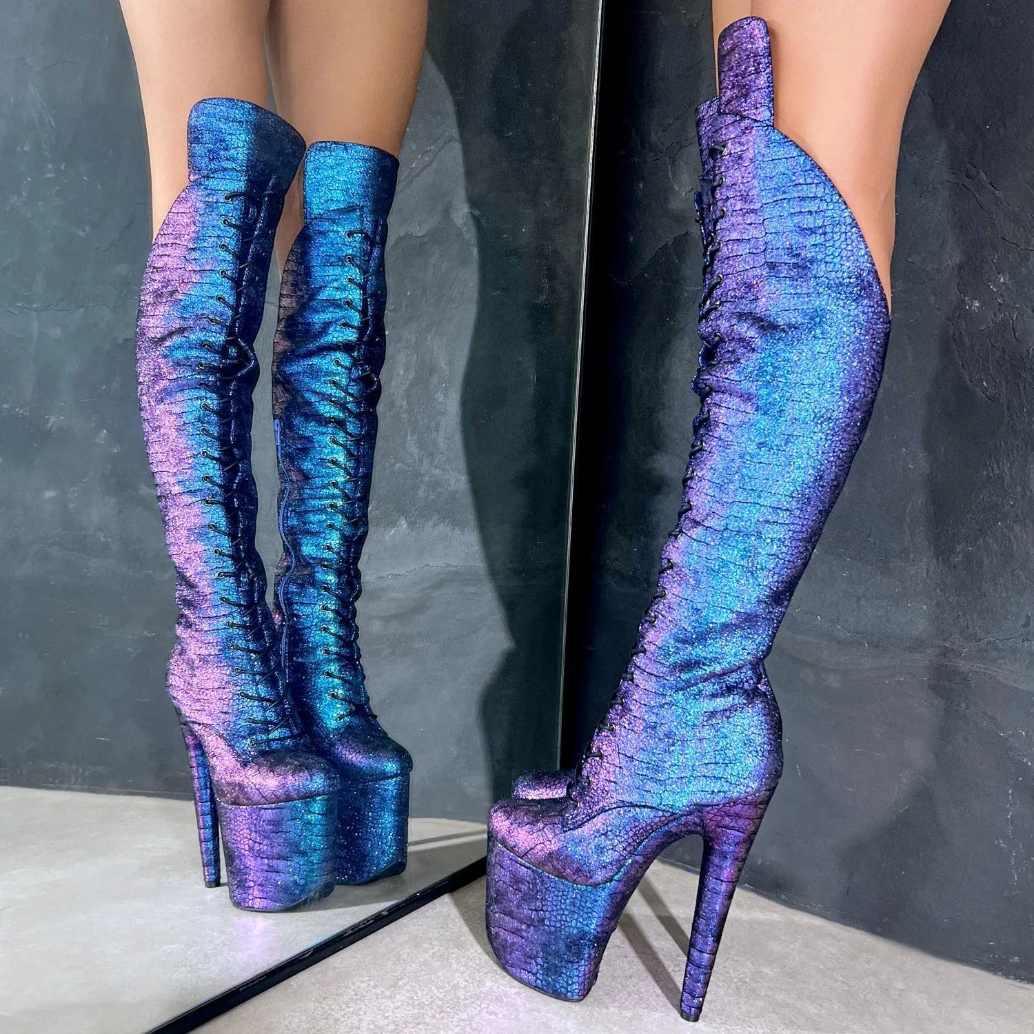 Midnight Mermaid Over Knee Boot - 8INCH - New Style - Check description