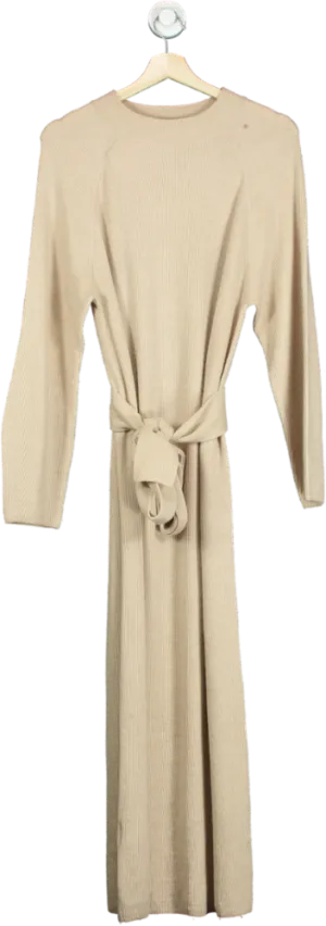 MNG Beige Ribbed Knit Dress UK M